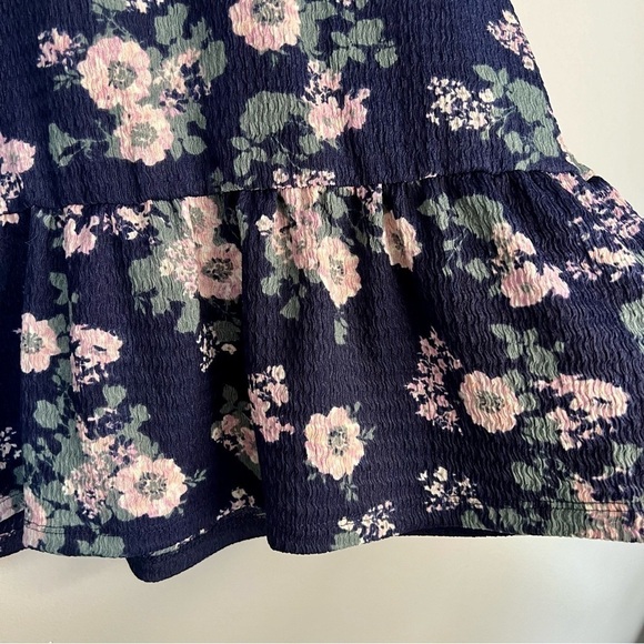 Ophelia Rose Blue Floral Print 3/4 Sleeves Blouse Size S - Picture 7 of 11